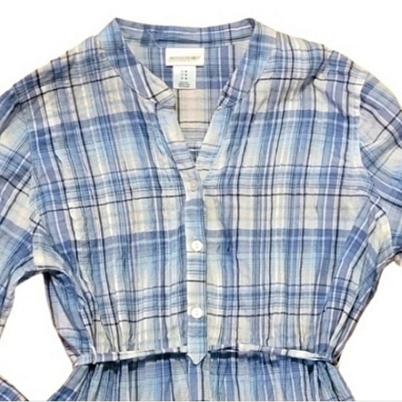Motherhood Maternity Plaid Convertible Sleeve Button Front Top Sz M - Picture 2 of 9
